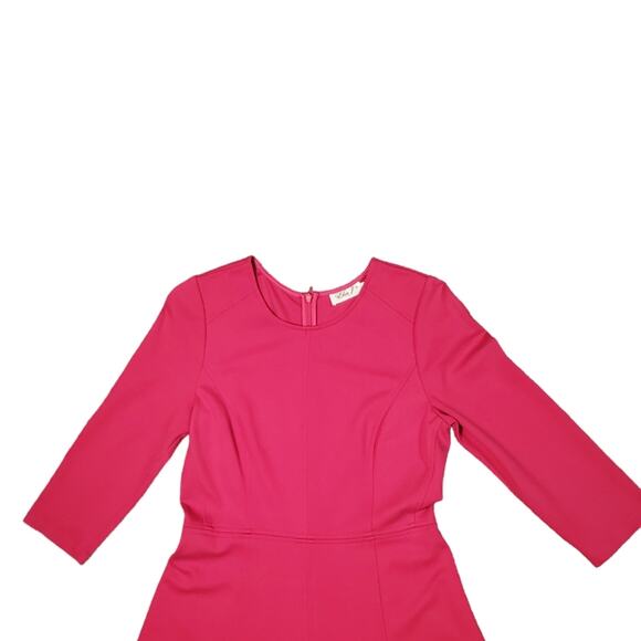 EUC Eliza J Fuchsia Fit and Flare 3/4 Sleeve Stretchy Dress Sz 10 - Picture 2 of 9